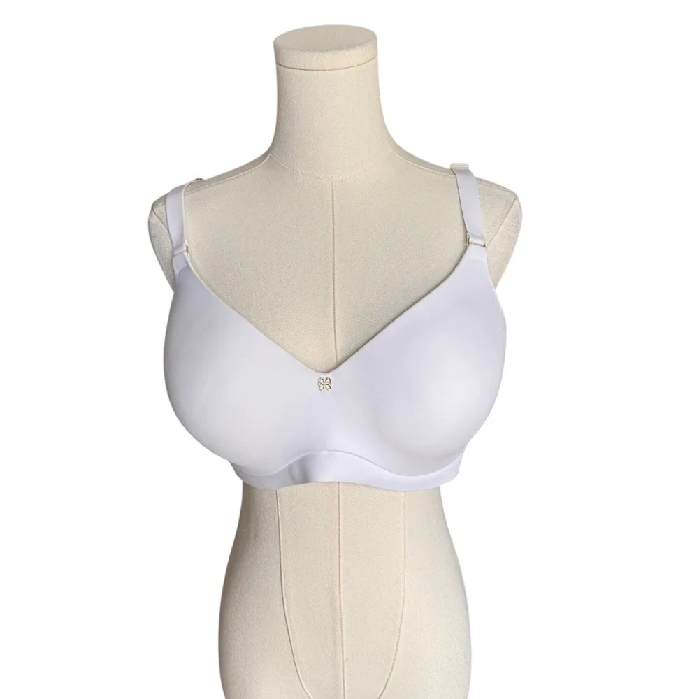 Honeylove - Crossover Bra White Wireless Smooth Support Sz 38 D
